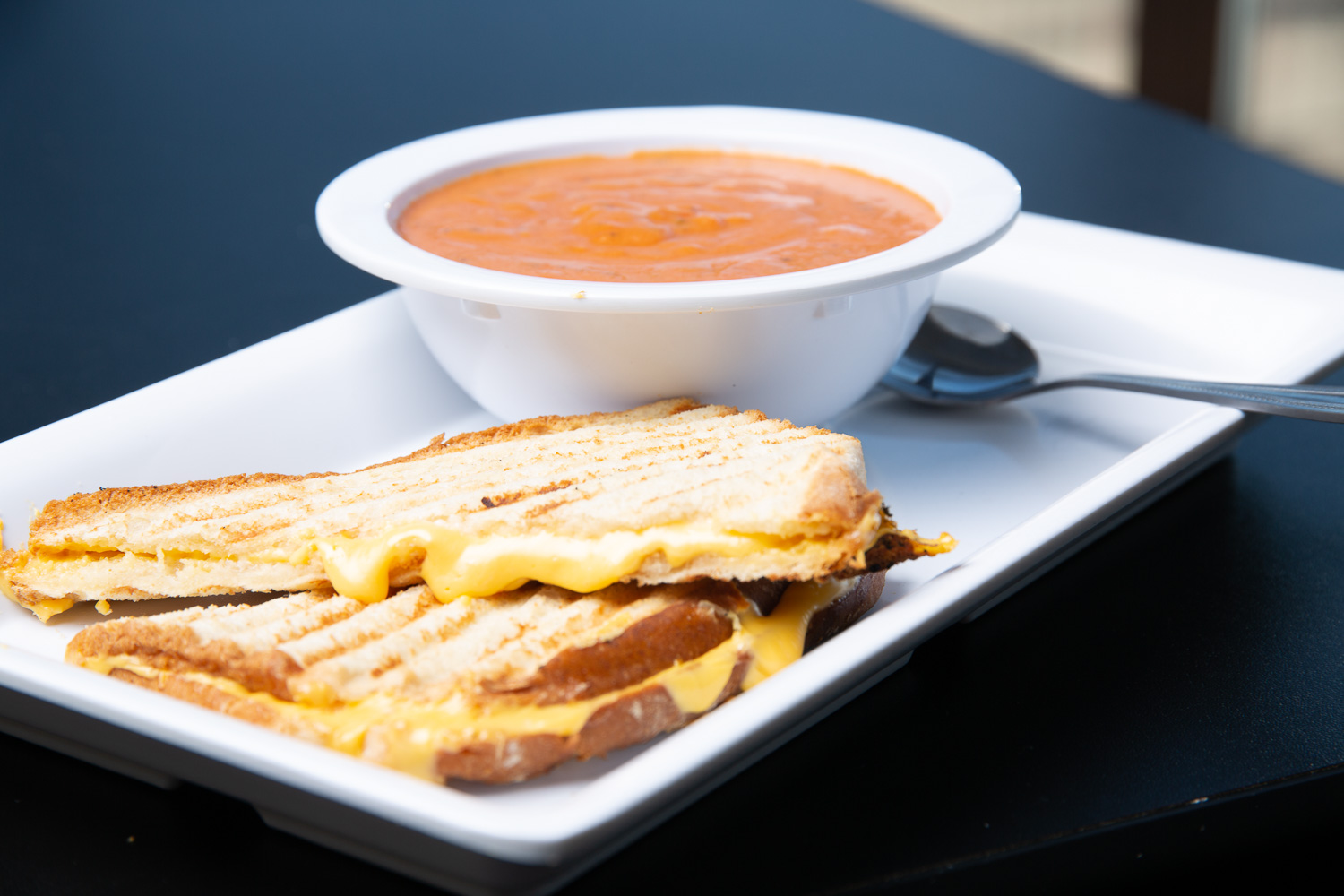 Homemade tomato basil soup combo lunch at Jireh Cafe & Bakery quality restaurant in Montrose, Colorado